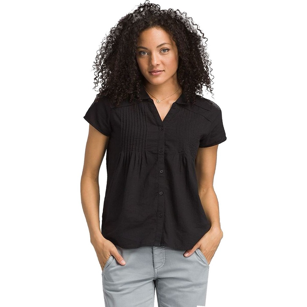 Prana Black Short Sleeve Button Down Shirt